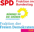 Logos of the Parliamentary Groups of the SPD, The Greens, and the FDP in the Bundestag